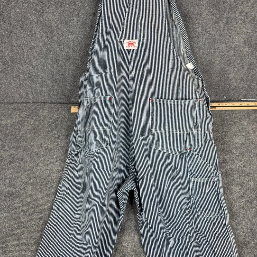 Round House Overalls Mens Size 42 Blue Hickory Stripe Cotton Workwear USA Made